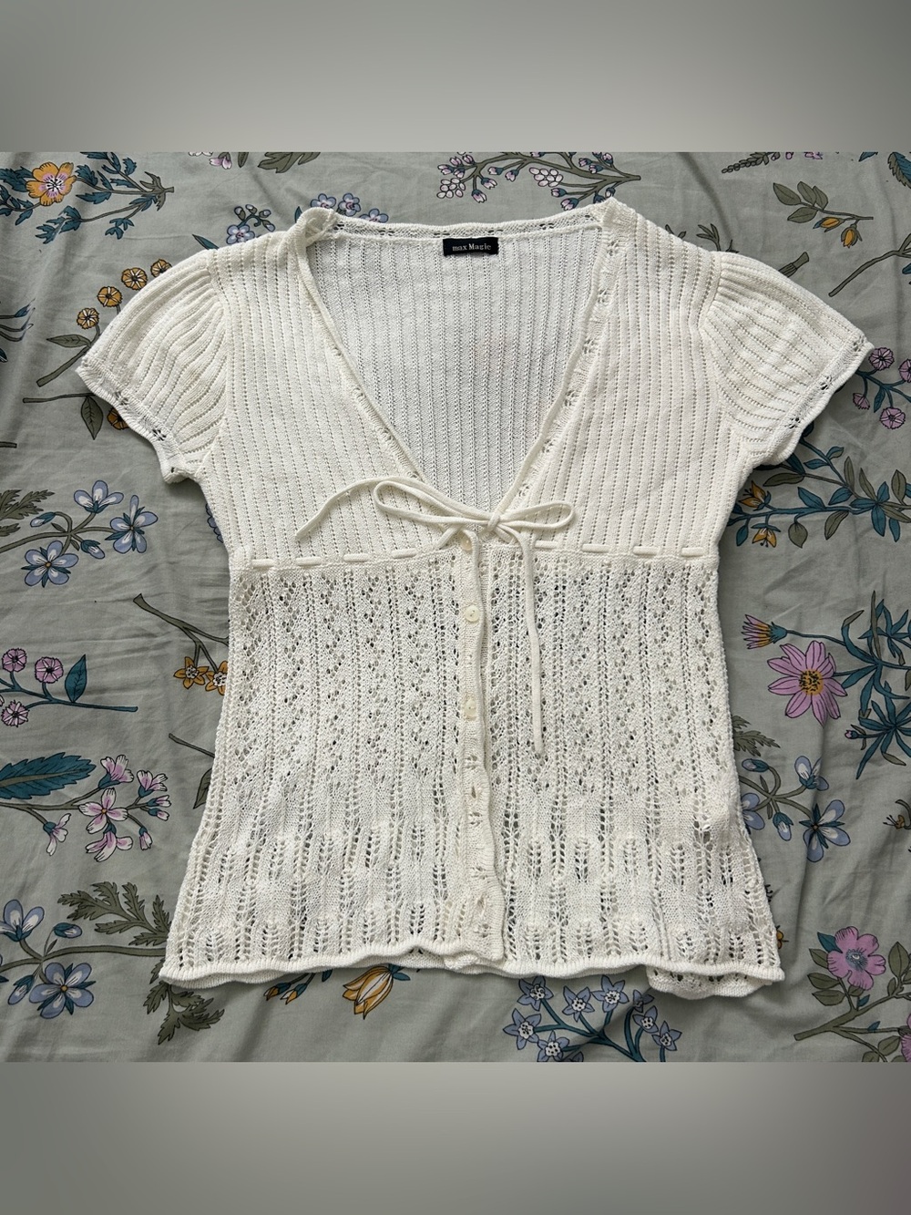 moving sale 💕 - j-fashion white/cream buttonup short sleeve cardigan no size tag